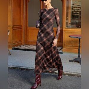 NWT Commense Plaid Long Sleeve Dress
